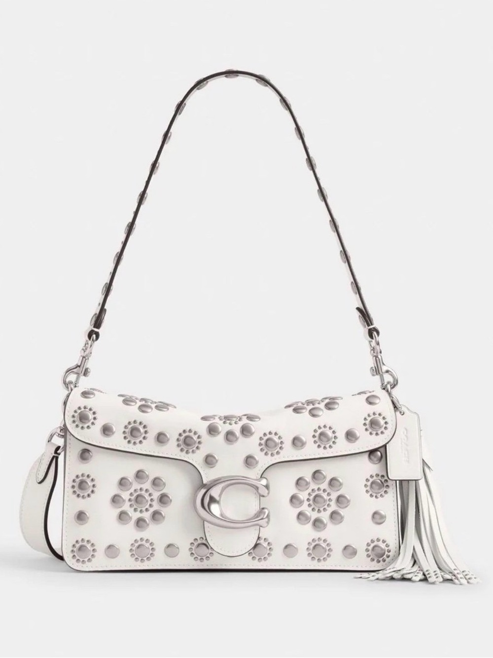 Coach Tabby Shoulder Bag 26 w/ Western Rivets in Chalk Natural Grain Leather NWT